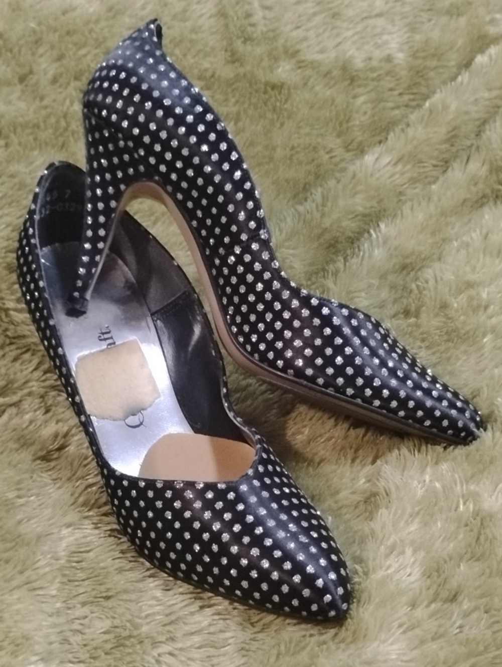 Women's Black Rhinestone Pointed-Toe High Heels